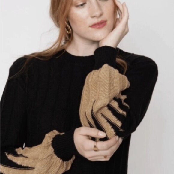 NWT Anthropologie Callahan Revolve Ribbed Melli Sweater Dress Black Gold Size XS - Picture 2 of 8